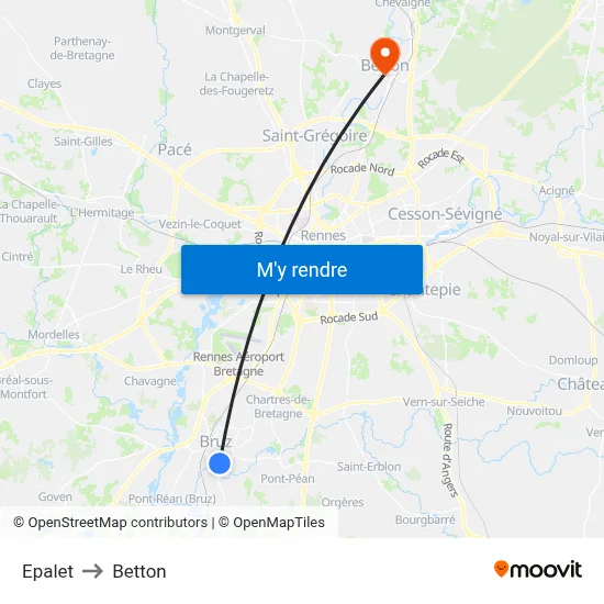 Epalet to Betton map