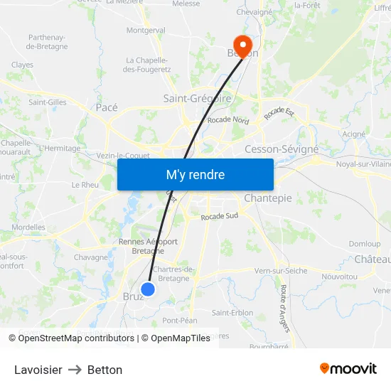 Lavoisier to Betton map