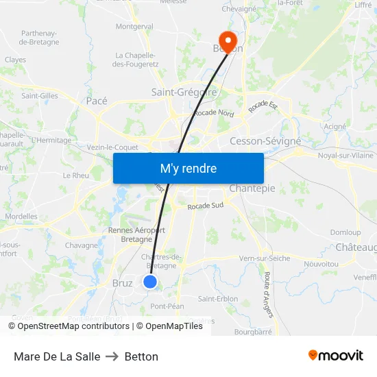 Mare De La Salle to Betton map