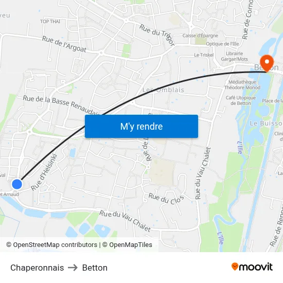 Chaperonnais to Betton map