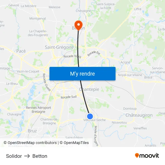 Solidor to Betton map