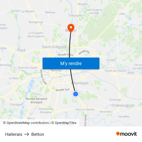 Hallerais to Betton map