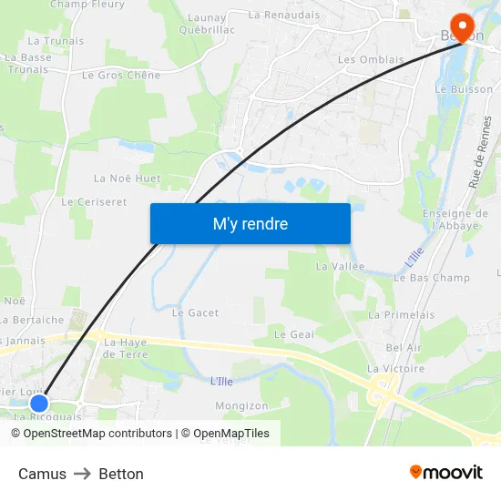 Camus to Betton map