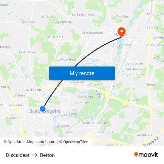 Discalceat to Betton map