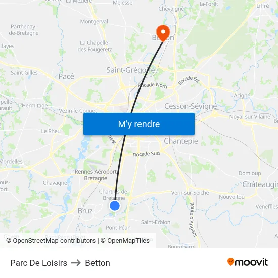 Parc De Loisirs to Betton map