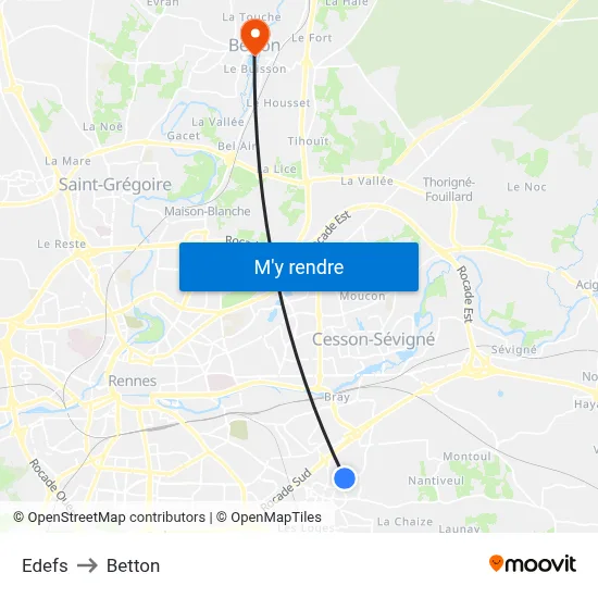 Edefs to Betton map