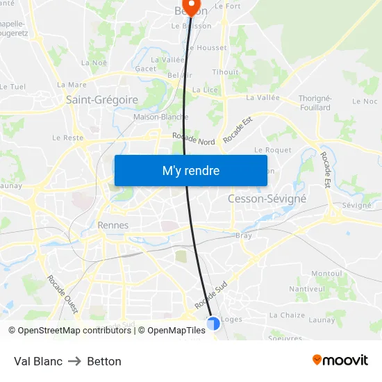 Val Blanc to Betton map