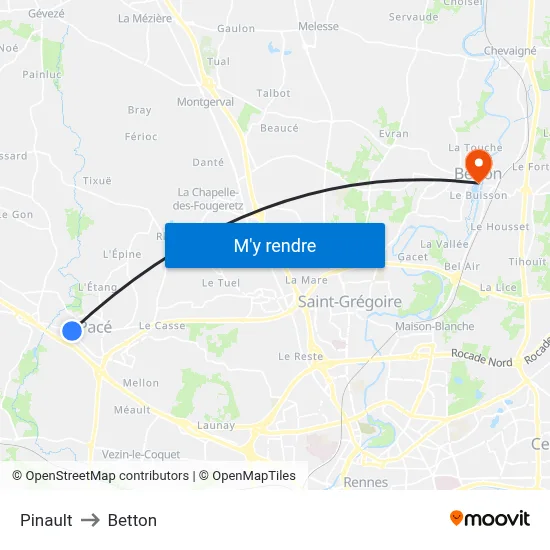 Pinault to Betton map