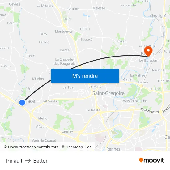 Pinault to Betton map