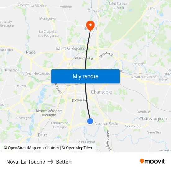 Noyal La Touche to Betton map