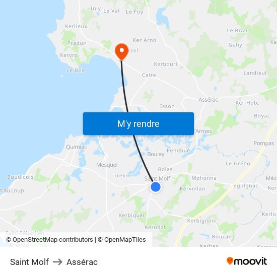 Saint Molf to Assérac map