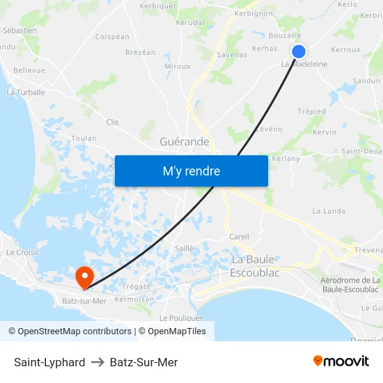 Saint-Lyphard to Batz-Sur-Mer map