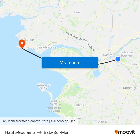 Haute-Goulaine to Batz-Sur-Mer map