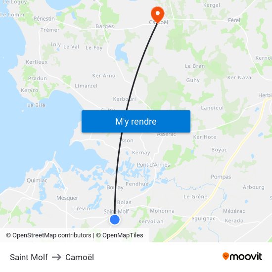 Saint Molf to Camoël map