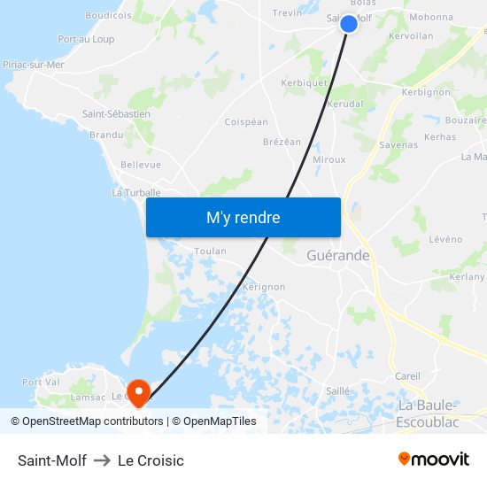 Saint-Molf to Le Croisic map