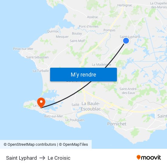 Saint Lyphard to Le Croisic map