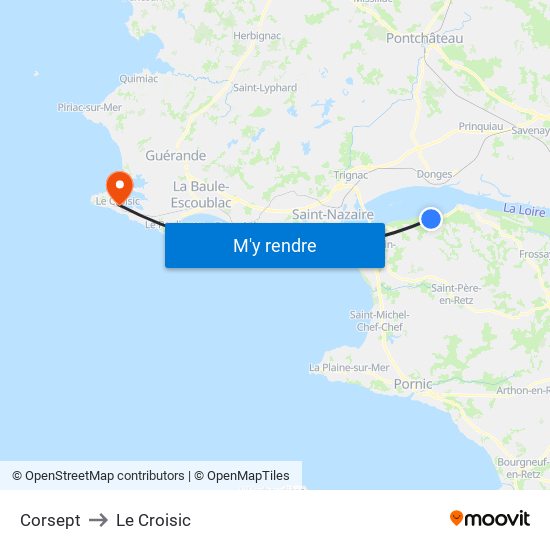 Corsept to Le Croisic map