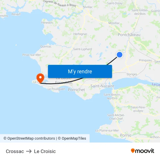 Crossac to Le Croisic map
