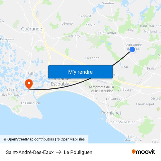 Saint-André-Des-Eaux to Le Pouliguen map