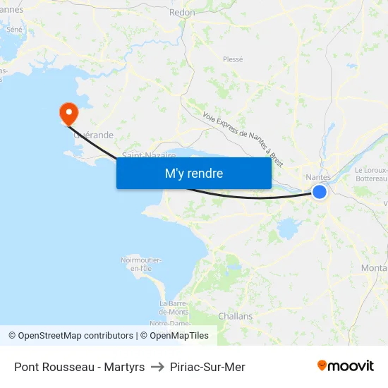 Pont Rousseau - Martyrs to Piriac-Sur-Mer map