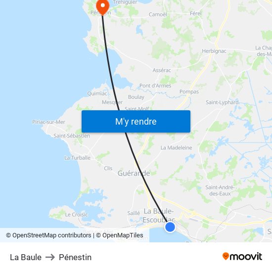 La Baule to Pénestin map