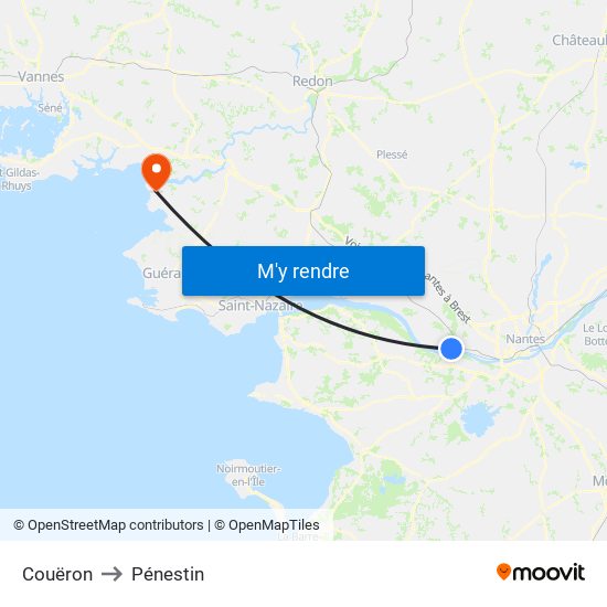 Couëron to Pénestin map