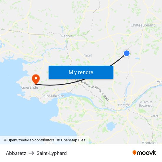 Abbaretz to Saint-Lyphard map