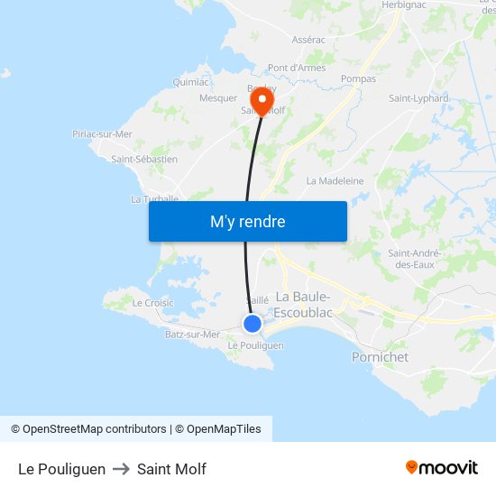 Le Pouliguen to Saint Molf map