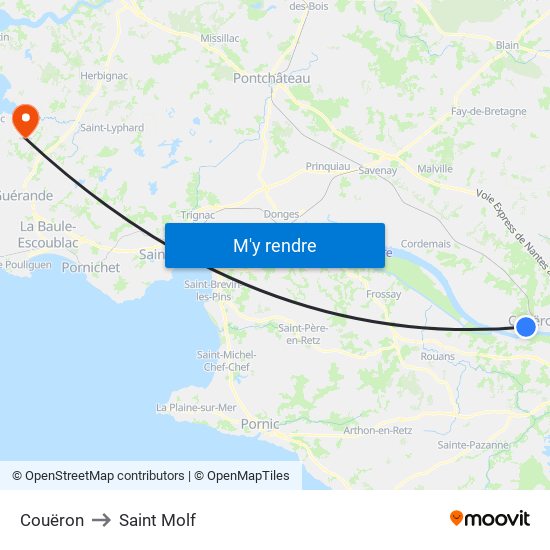 Couëron to Saint Molf map