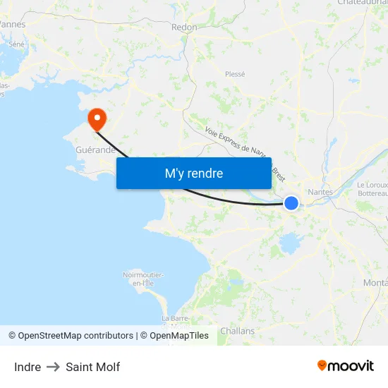 Indre to Saint Molf map