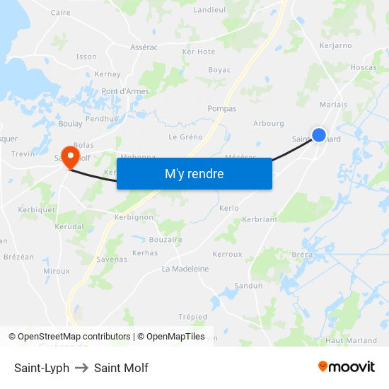 Saint-Lyph to Saint Molf map