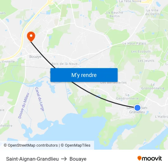 Saint-Aignan-Grandlieu to Bouaye map