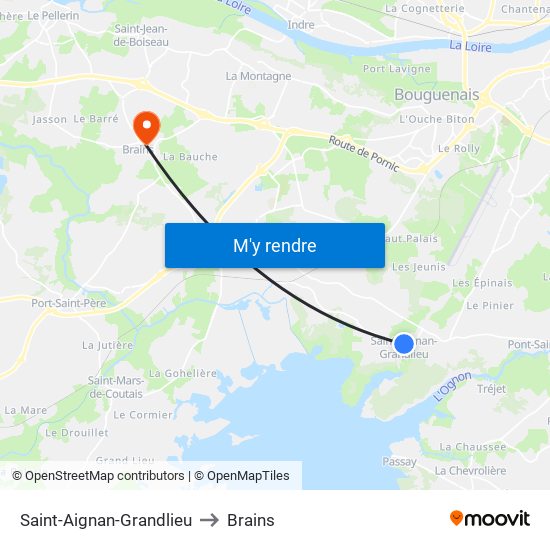 Saint-Aignan-Grandlieu to Brains map