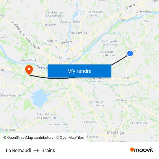 La Remaudi to Brains map