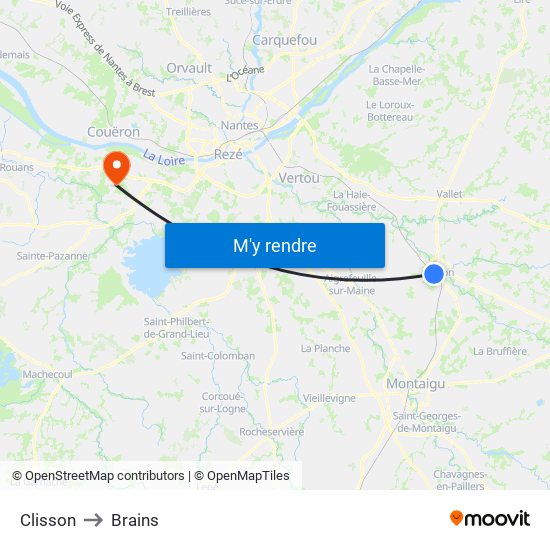 Clisson to Brains map