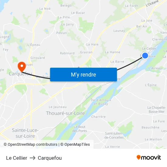 Le Cellier to Carquefou map