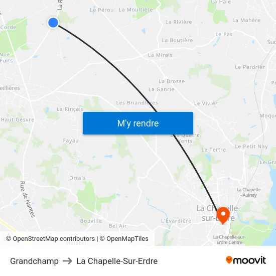 Grandchamp to La Chapelle-Sur-Erdre map