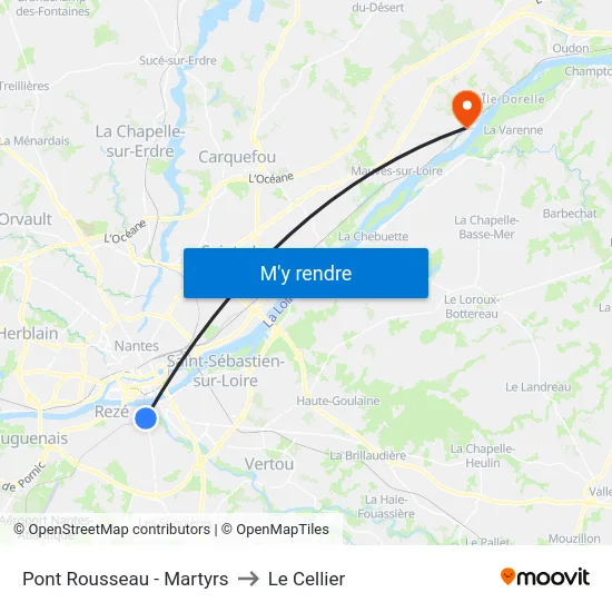 Pont Rousseau - Martyrs to Le Cellier map