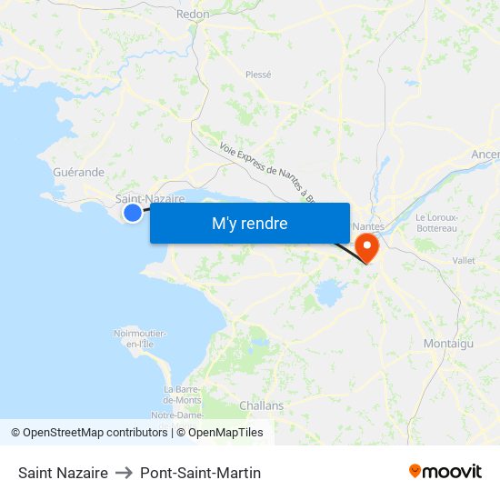 Saint Nazaire to Pont-Saint-Martin map