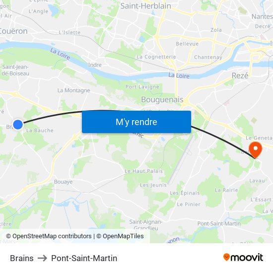 Brains to Pont-Saint-Martin map