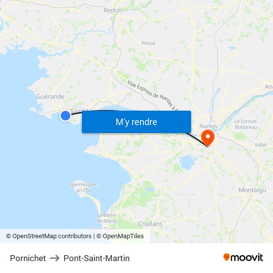 Pornichet to Pont-Saint-Martin map