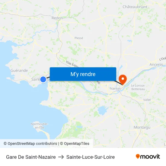 Gare De Saint-Nazaire to Sainte-Luce-Sur-Loire map