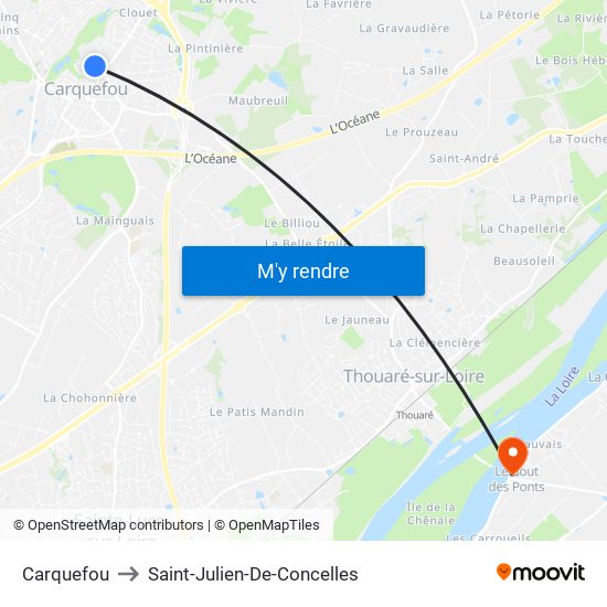 Carquefou to Saint-Julien-De-Concelles map