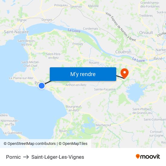 Pornic to Saint-Léger-Les-Vignes map
