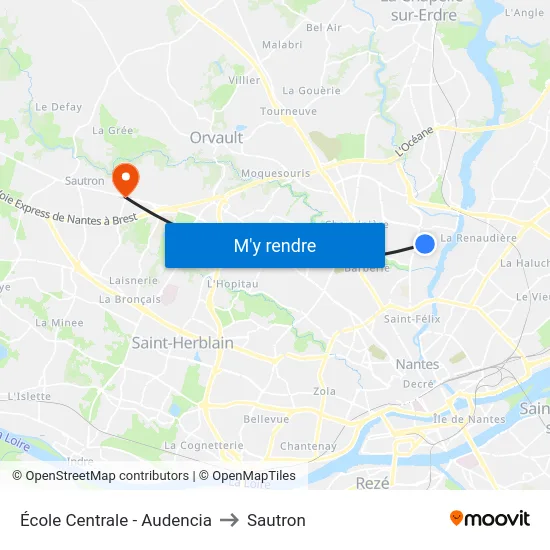 École Centrale - Audencia to Sautron map