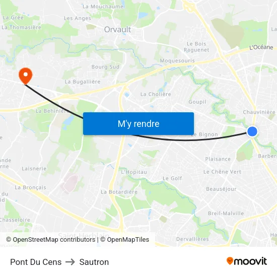 Pont Du Cens to Sautron map