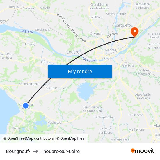 Bourgneuf- to Thouaré-Sur-Loire map