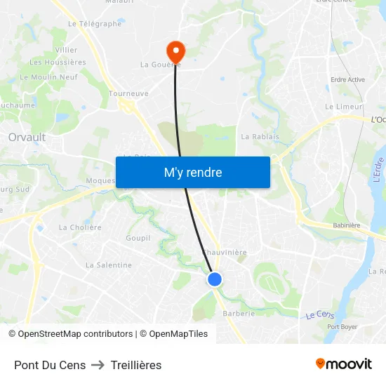 Pont Du Cens to Treillières map