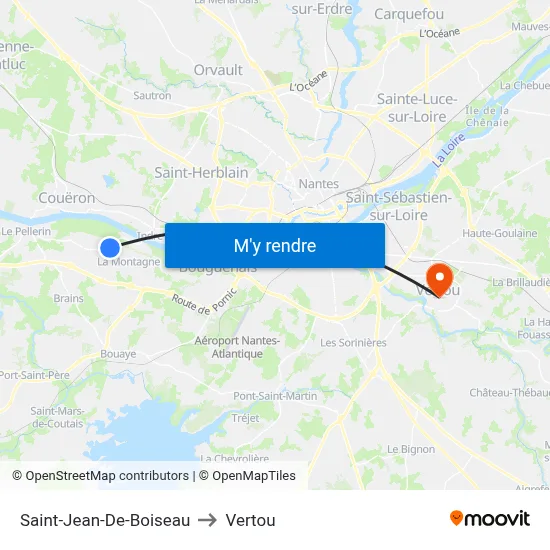 Saint-Jean-De-Boiseau to Vertou map