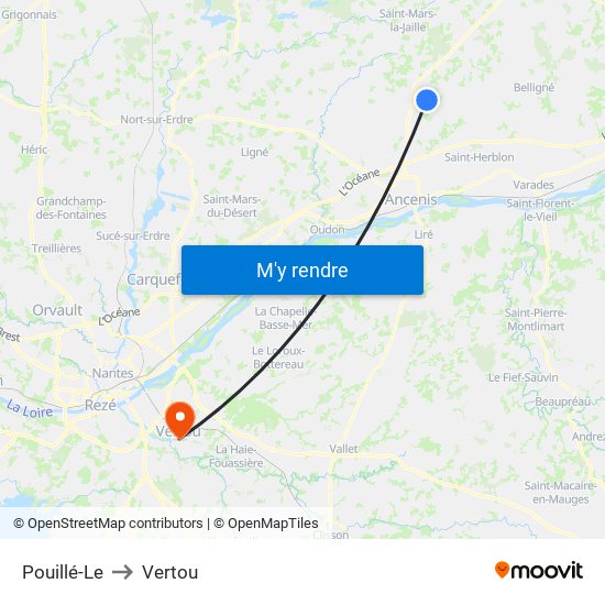 Pouillé-Le to Vertou map
